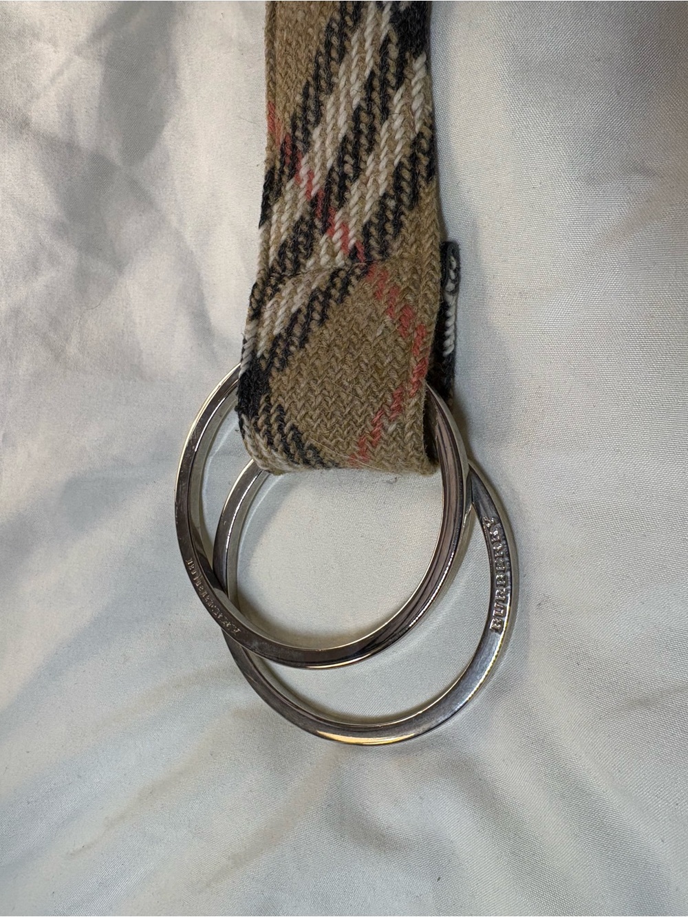 Vintage Burberry fabric belt with metal loop closure